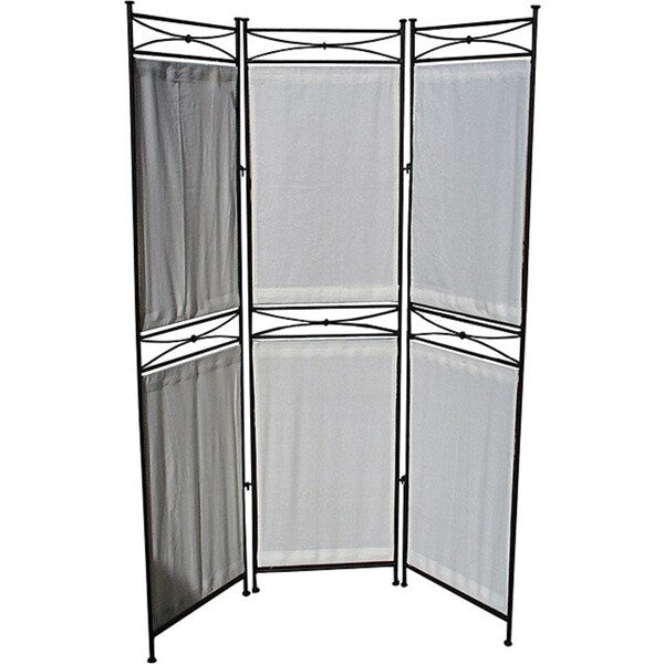 Iron/ Canvas Black Six-panel Room Divider