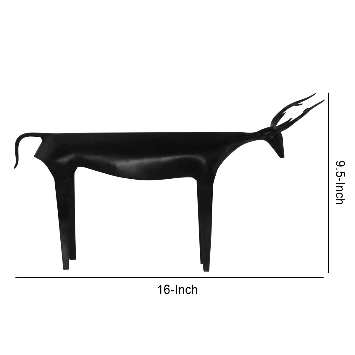 Iron Reindeer Figurine with Rustic Touches, Large, Black