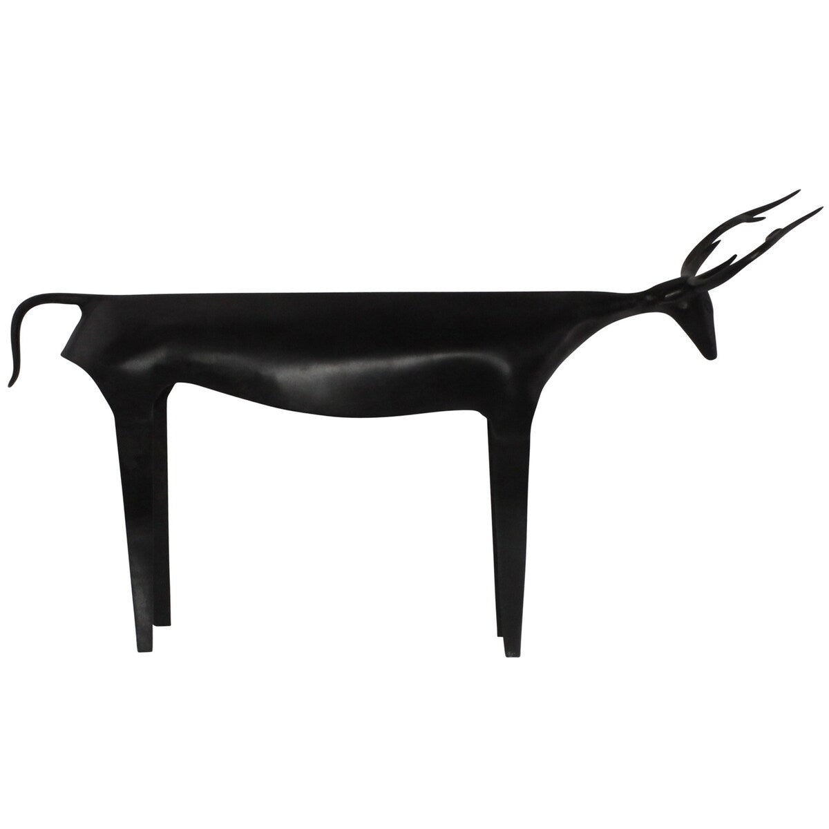 Iron Reindeer Figurine with Rustic Touches, Large, Black