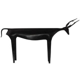 Iron Reindeer Figurine with Rustic Touches, Large, Black