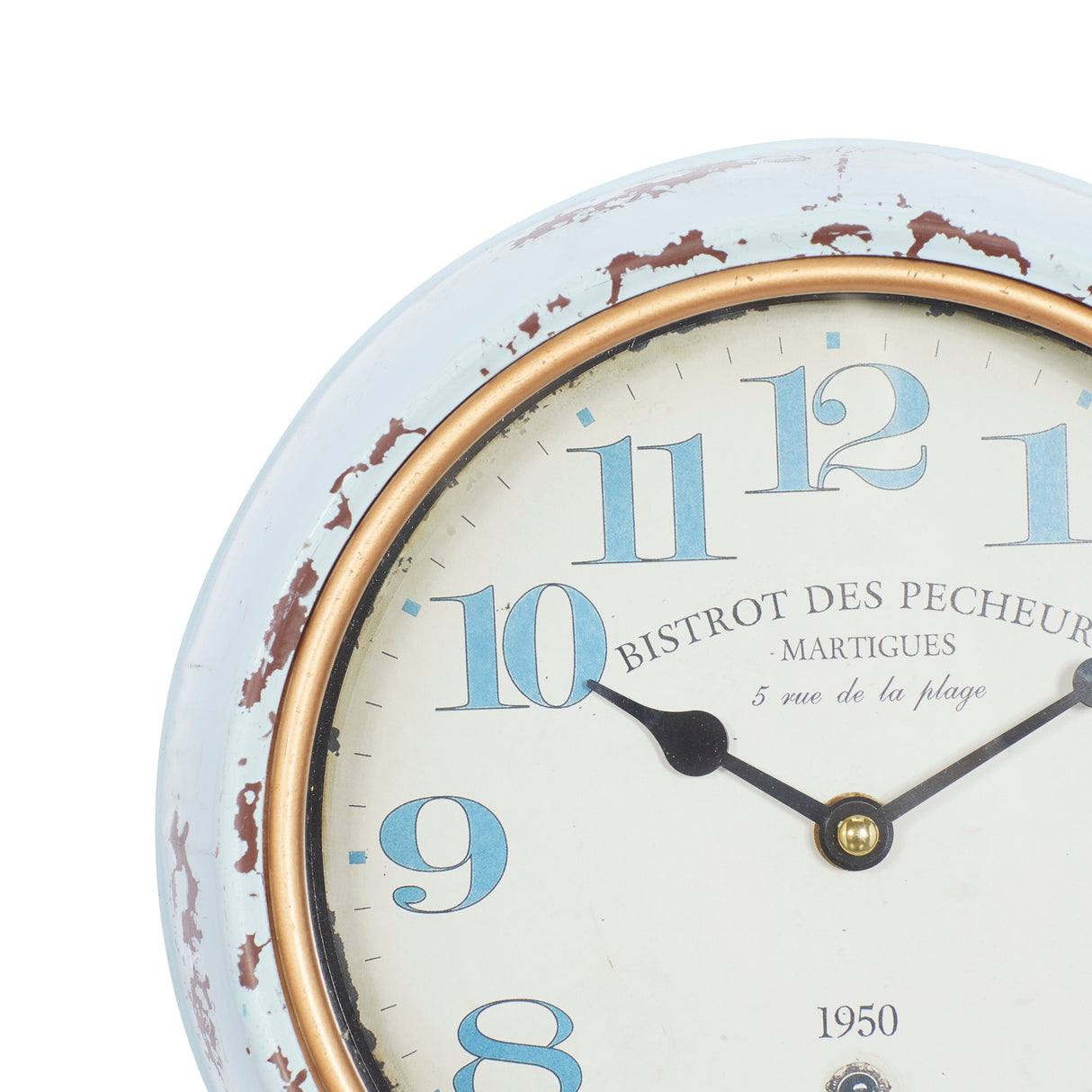 White Iron Vintage Wall Clock No Theme (Set of 2) - 10"L, 10"H
