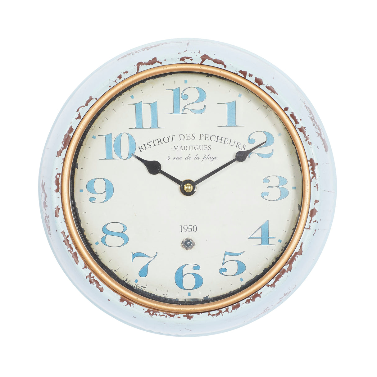 White Iron Vintage Wall Clock No Theme (Set of 2) - 10"L, 10"H