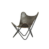 Iron folded frame leather butterfly chair Dark Brown