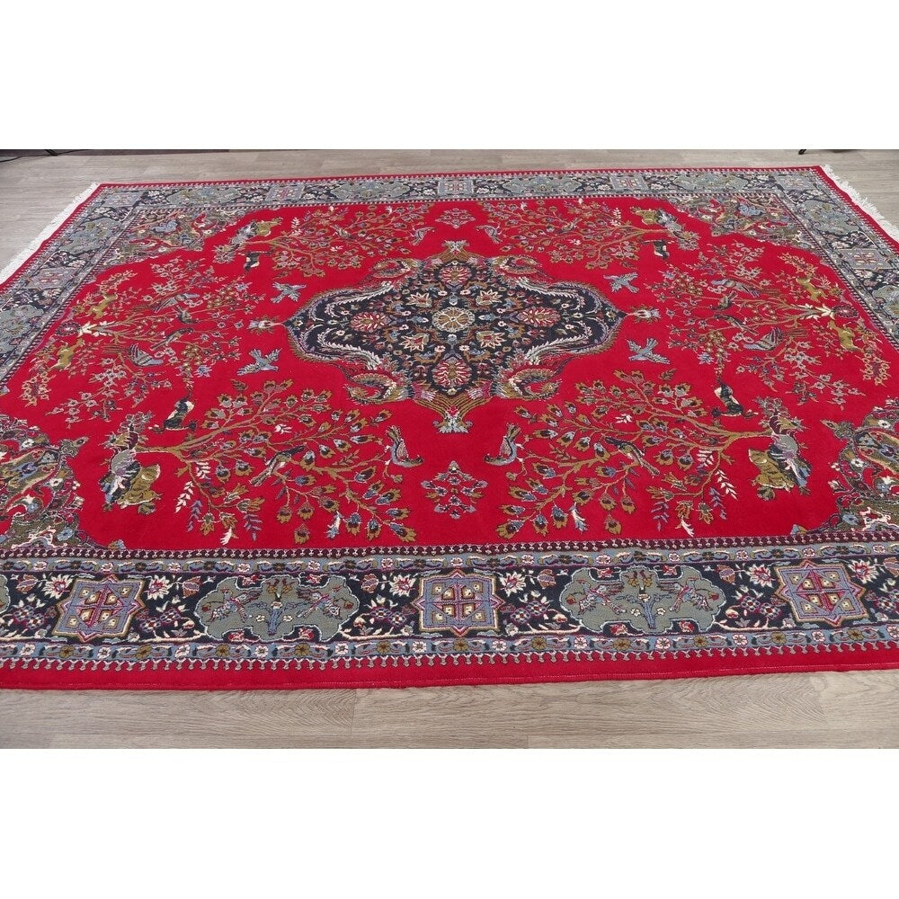 Isfahan Turkey Animal Pictorial Acrylic & Wool Oriental Area Rug - 12'8" x 9'6"