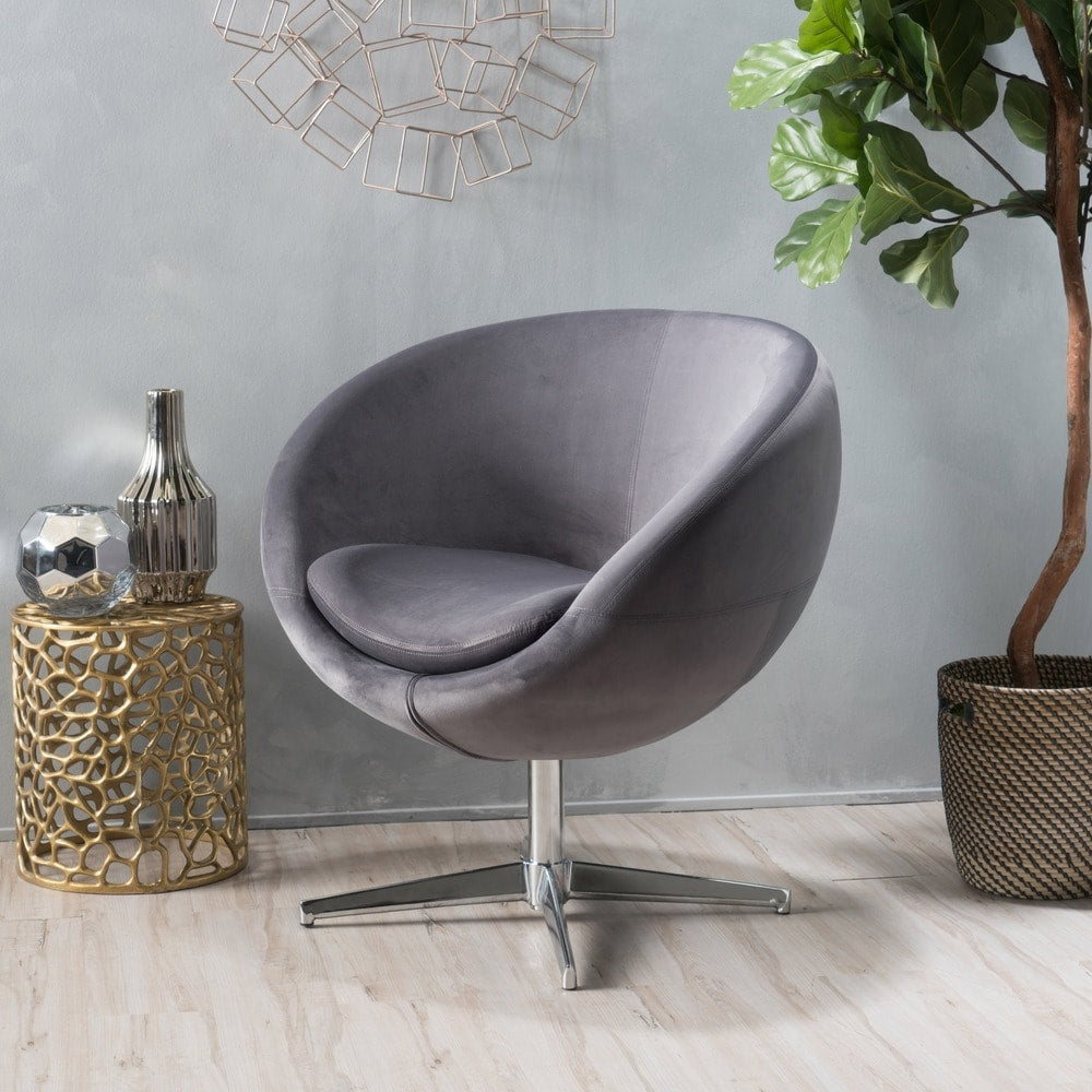 Isla Velvet Fabric Roundback Modern Chair by Christopher Knight Home