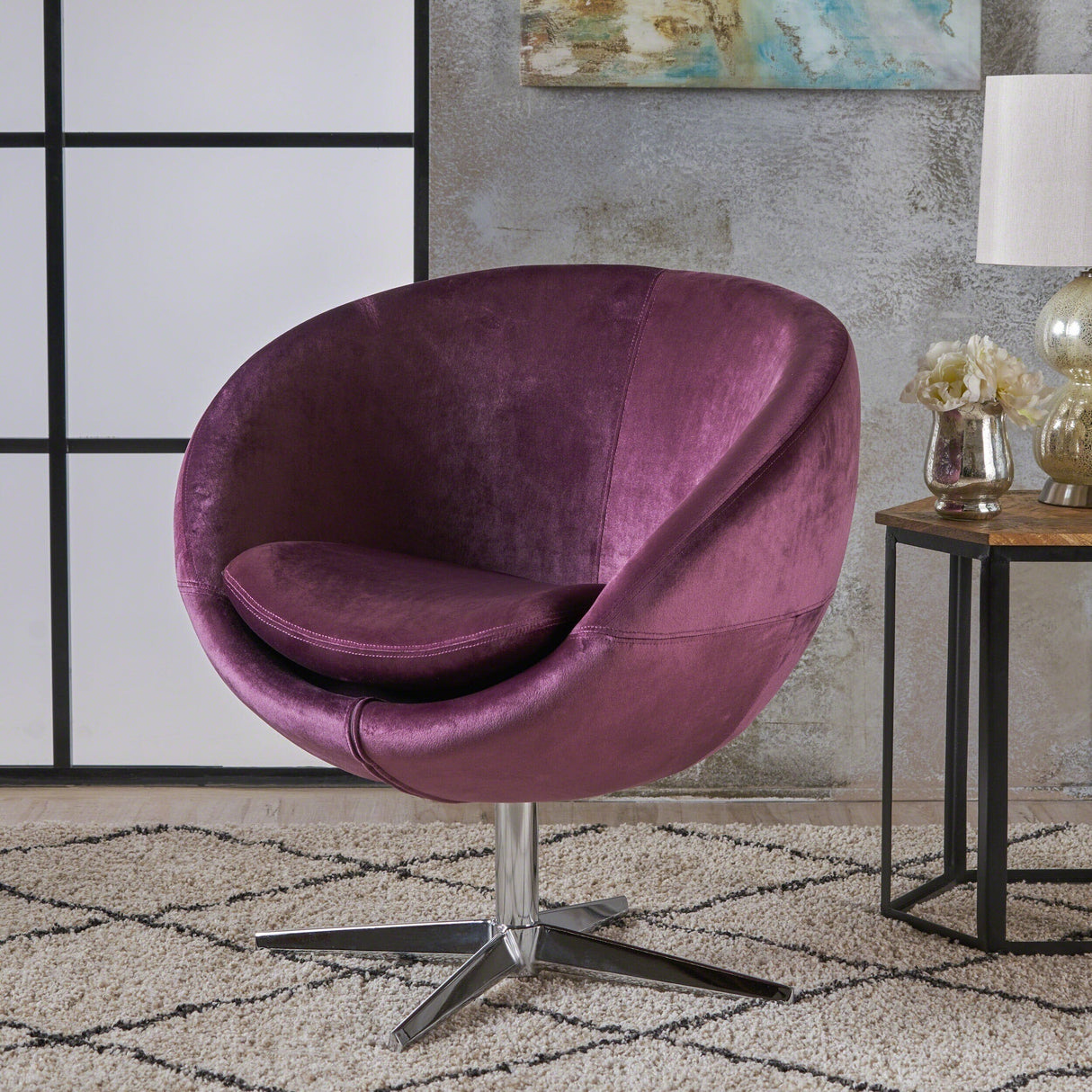 Isla Velvet Fabric Roundback Modern Chair by Christopher Knight Home