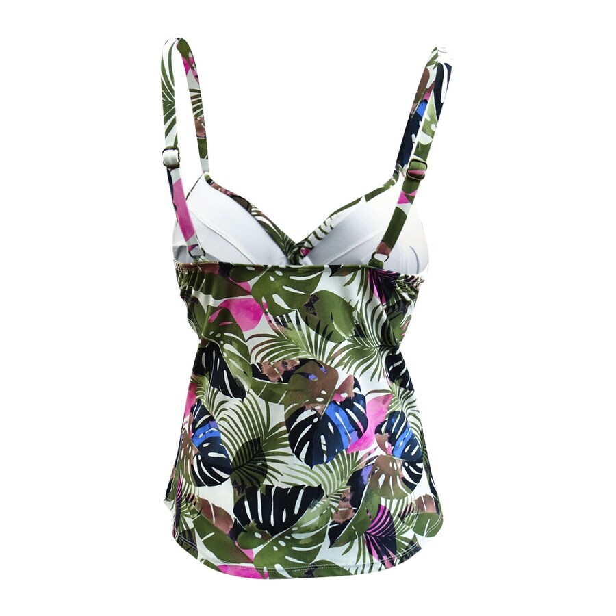 Island Escape Women's Printed Sweetheart-Neck Tankini Top (6, White Multi)