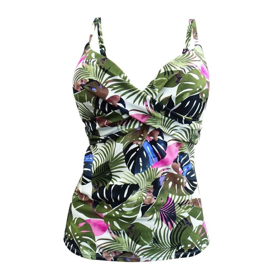 Island Escape Women's Printed Sweetheart-Neck Tankini Top (6, White Multi)