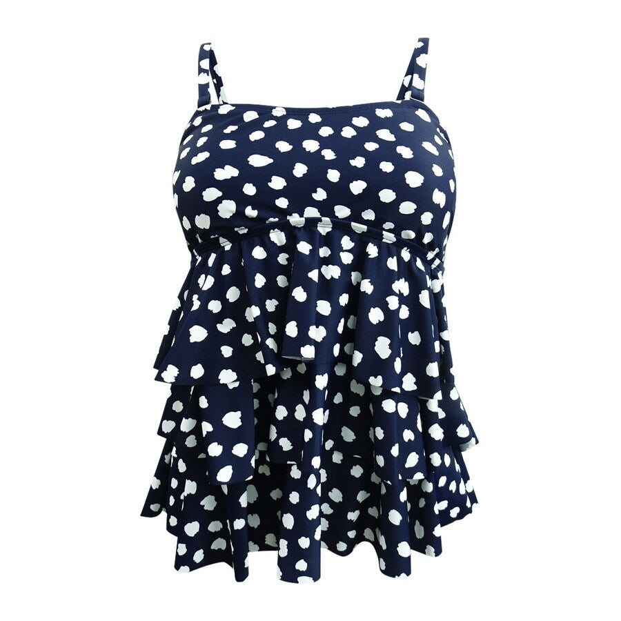 Island Escape Women's Tiered Tankini Top (12, Navy)