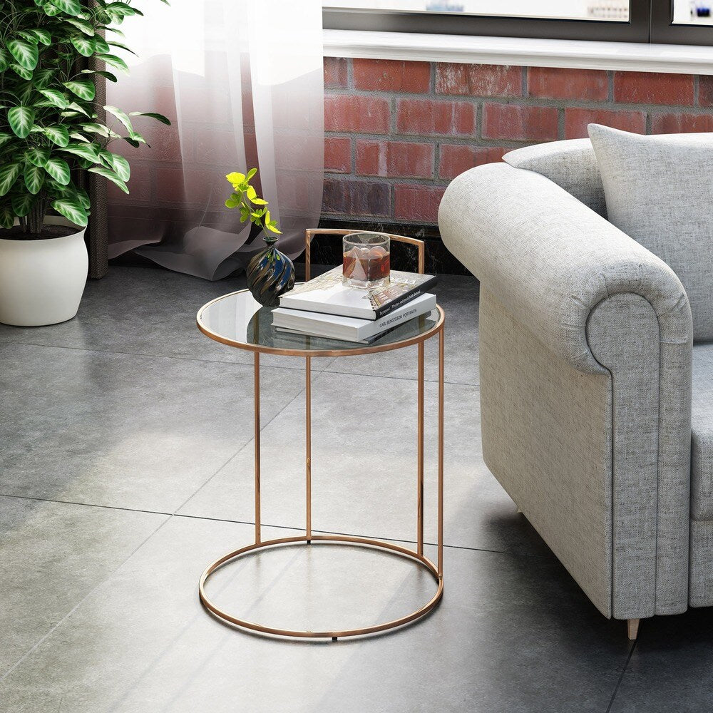 Isolde Glam Tempered Glass Side Table by Christopher Knight Home