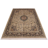 Isphan Pak-Persian Theressa Tan/Black Wool Rug (8'1 x 10'4) - 8'1" x 10'4"