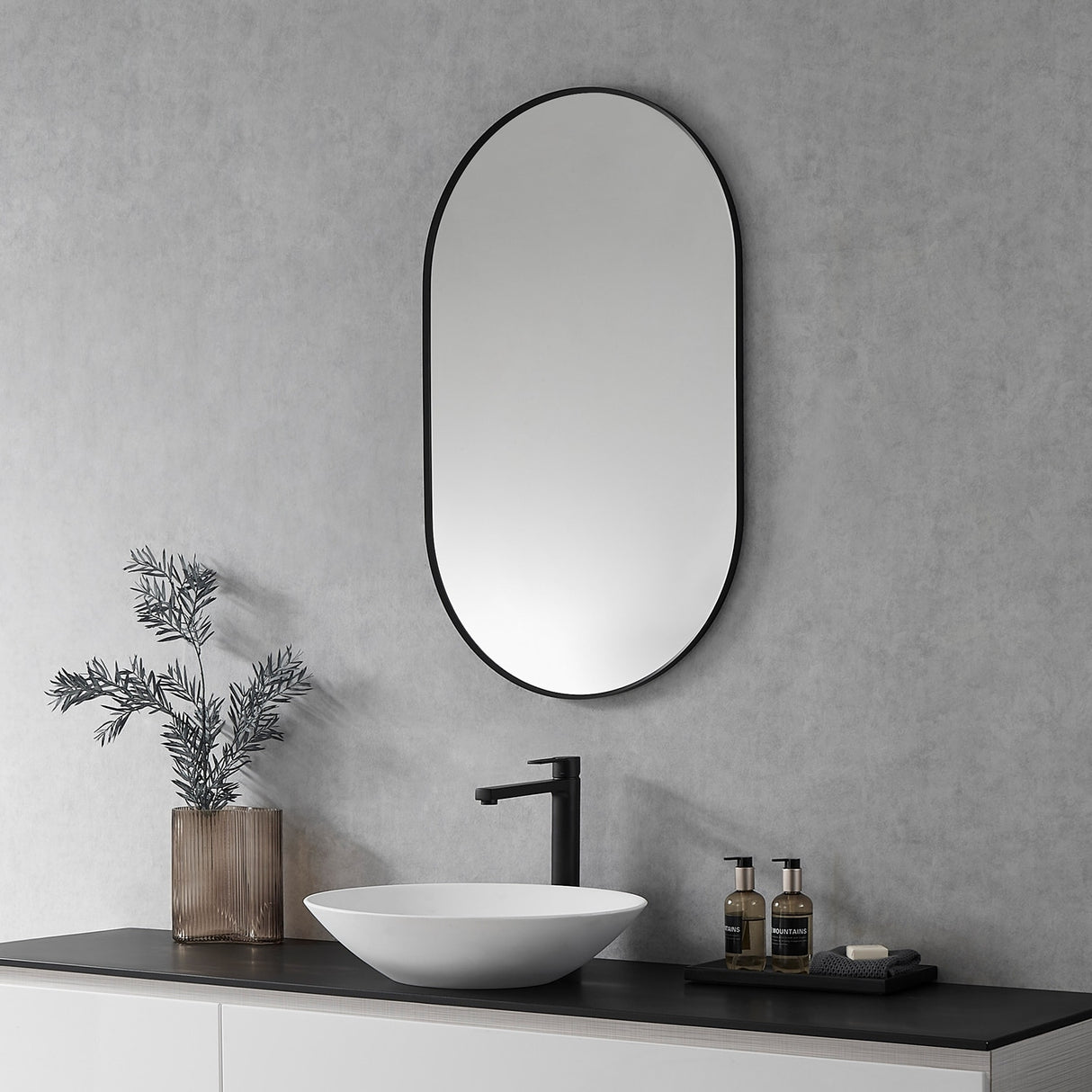 Altair Ispra Oval Bathroom/Vanity Aluminum Framed Wall Mirror - 36 in.