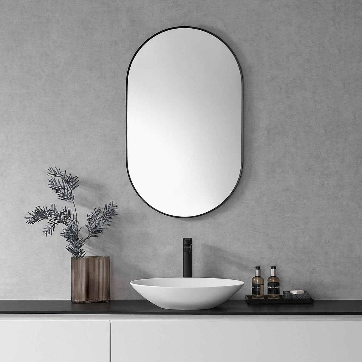 Altair Ispra Oval Bathroom/Vanity Aluminum Framed Wall Mirror - 36 in.