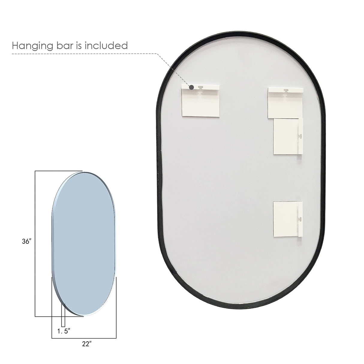 Altair Ispra Oval Bathroom/Vanity Aluminum Framed Wall Mirror - 36 in.