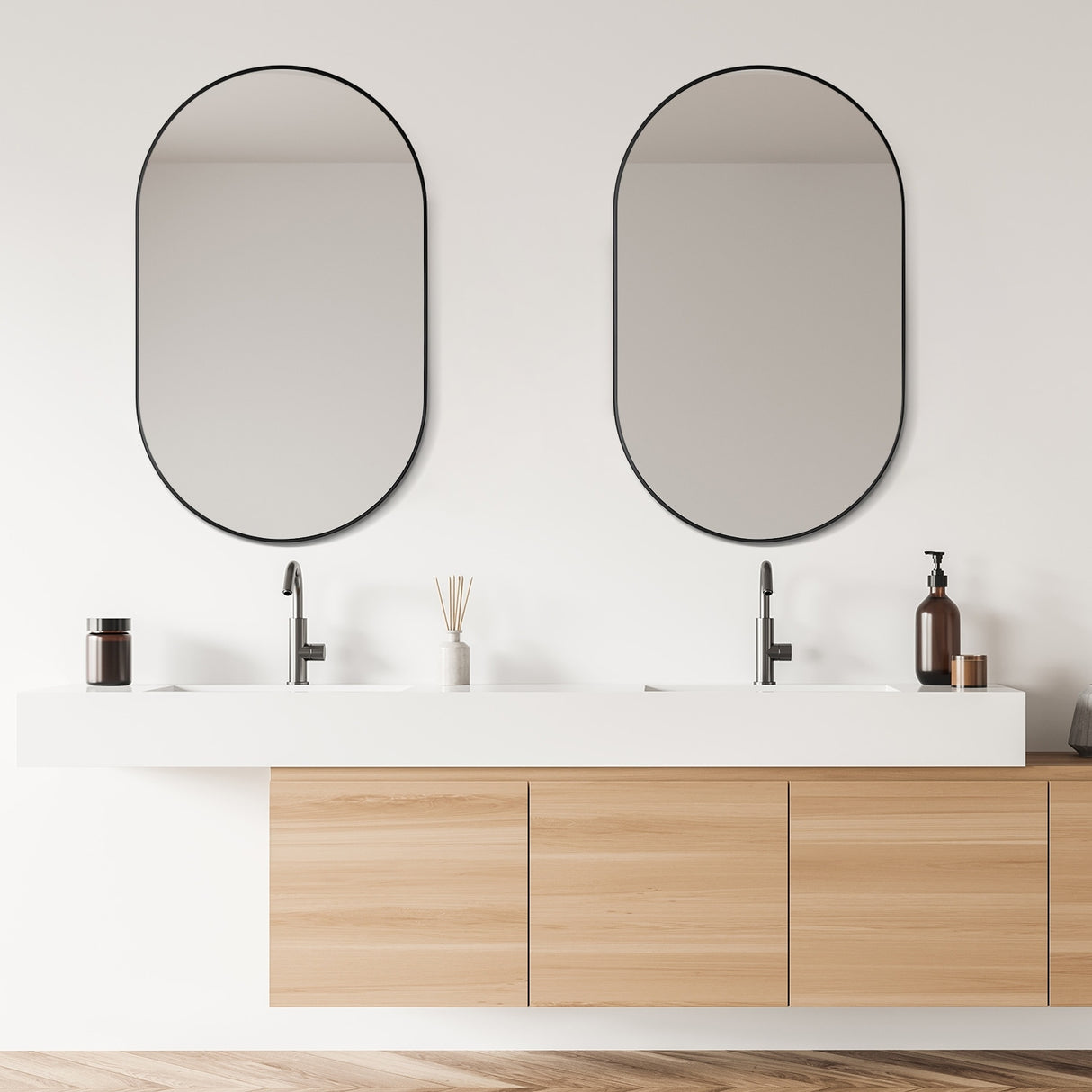 Altair Ispra Oval Bathroom/Vanity Aluminum Framed Wall Mirror - 36 in.