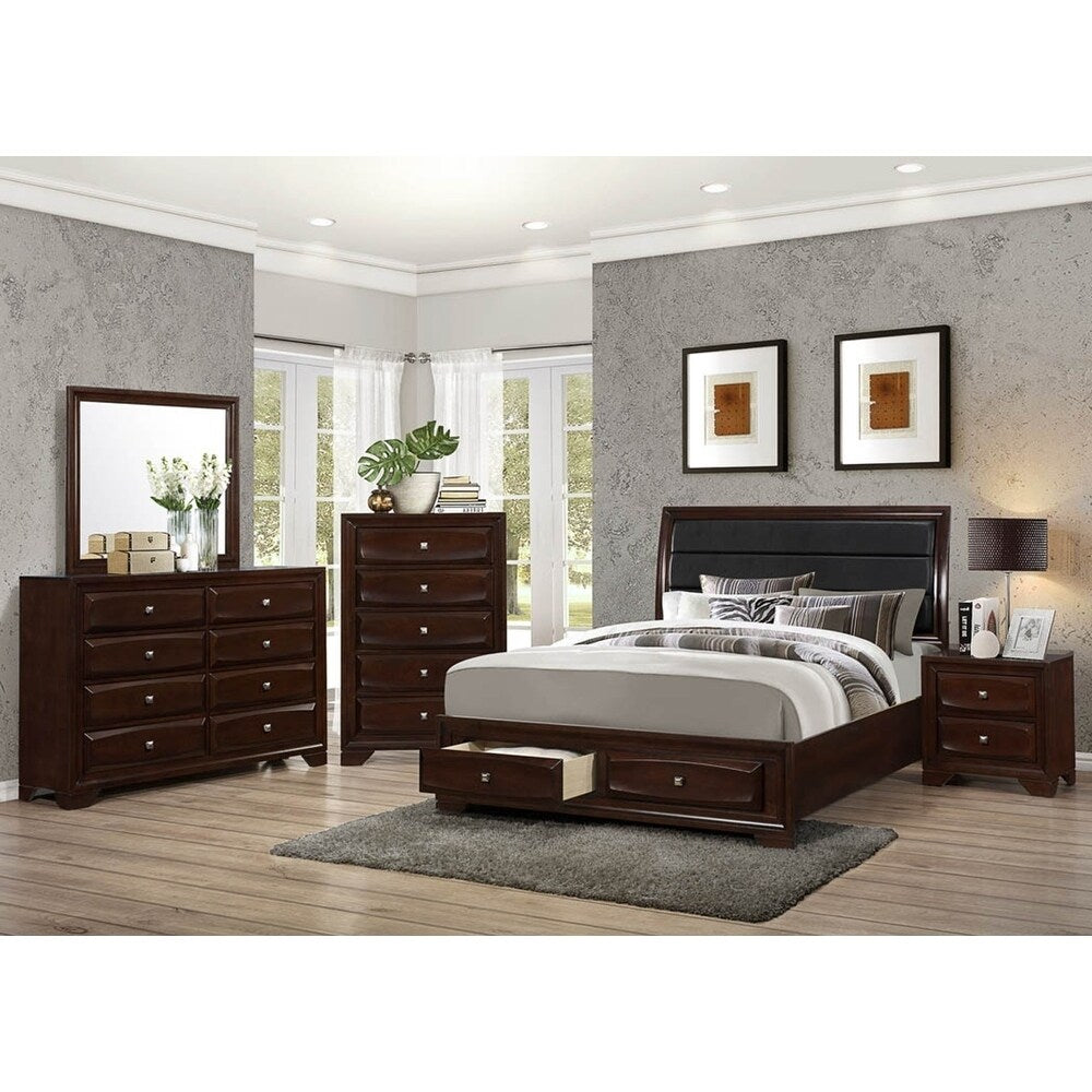 Israel Cappuccino 5-piece Storage Bedroom Set with 2 Nightstands