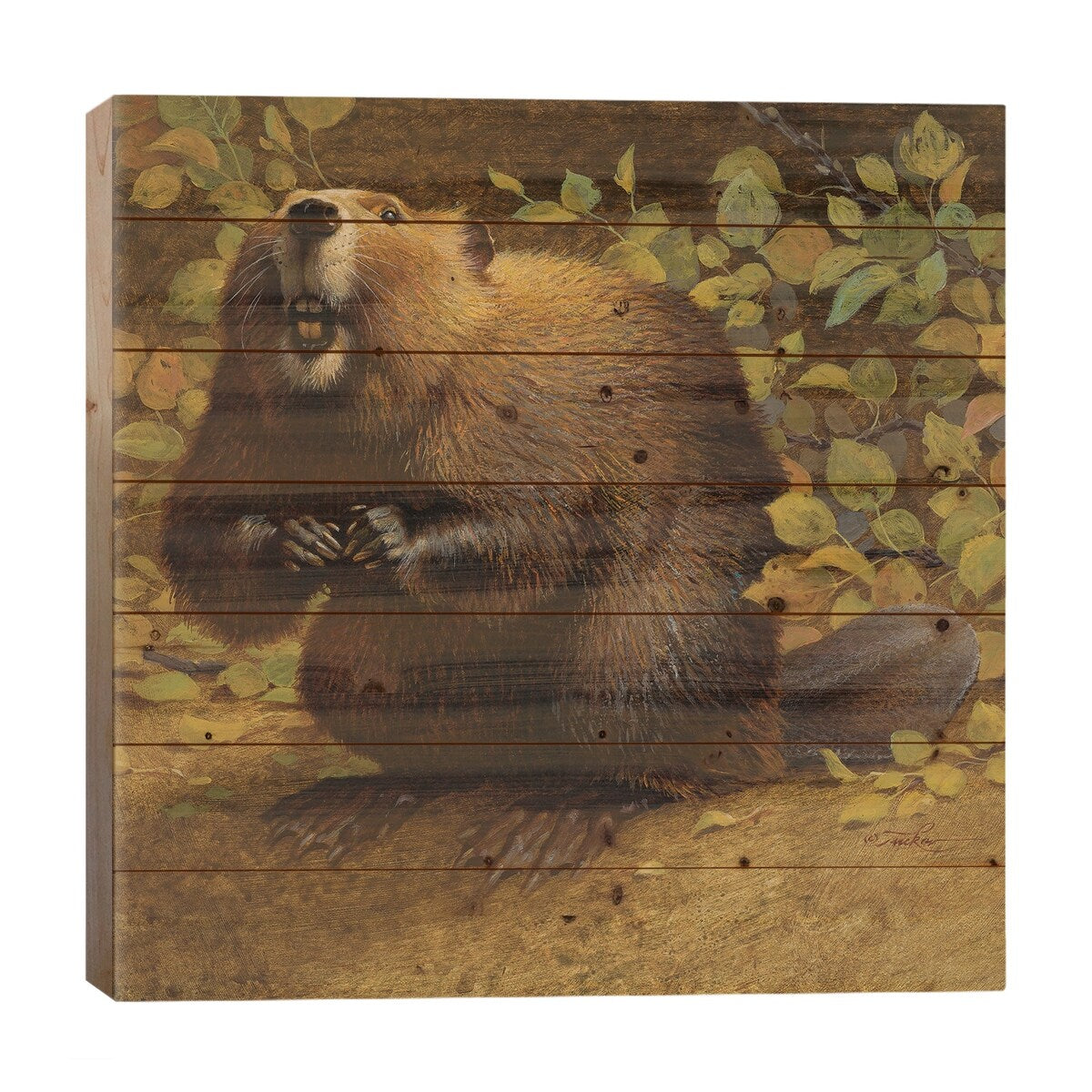 It Was Just A Twig Print On Wood by Ezra Tucker - Multi-Color