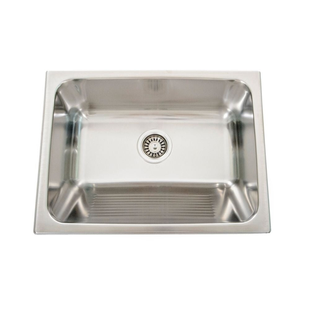 Stainless Steel Laundry Sink with Built-in Washboard