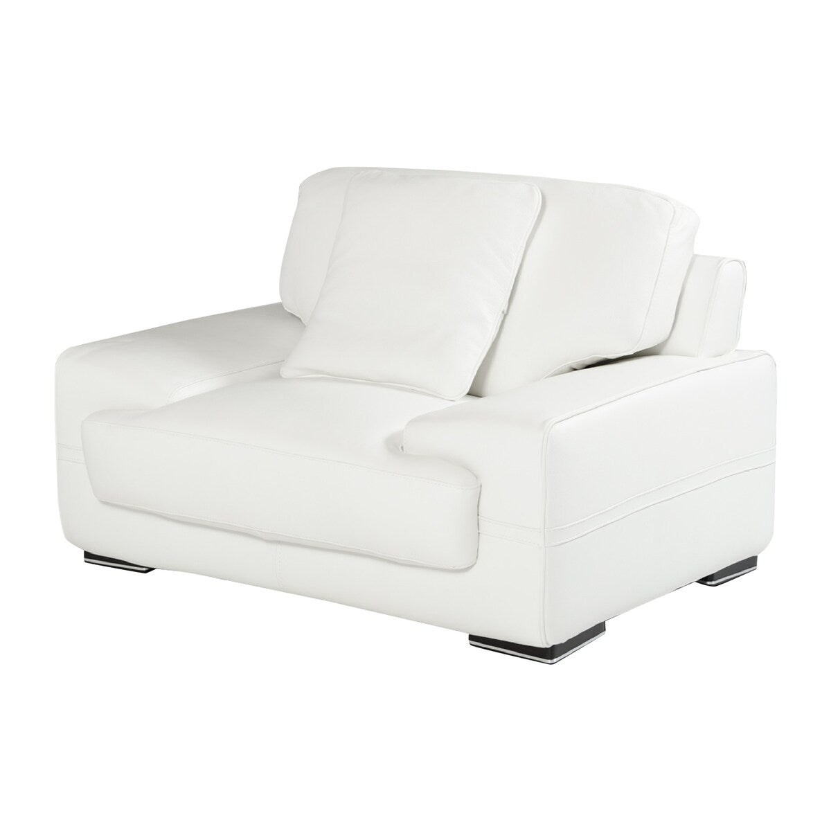 Italian Leather 3 Piece Sofa Set, Plush Cushioning, Steel Base, White
