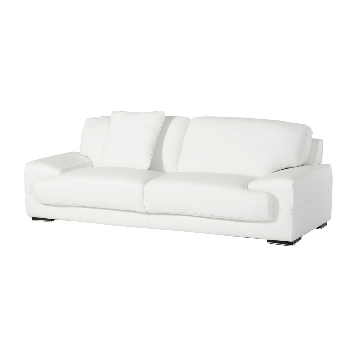 Italian Leather 3 Piece Sofa Set, Plush Cushioning, Steel Base, White