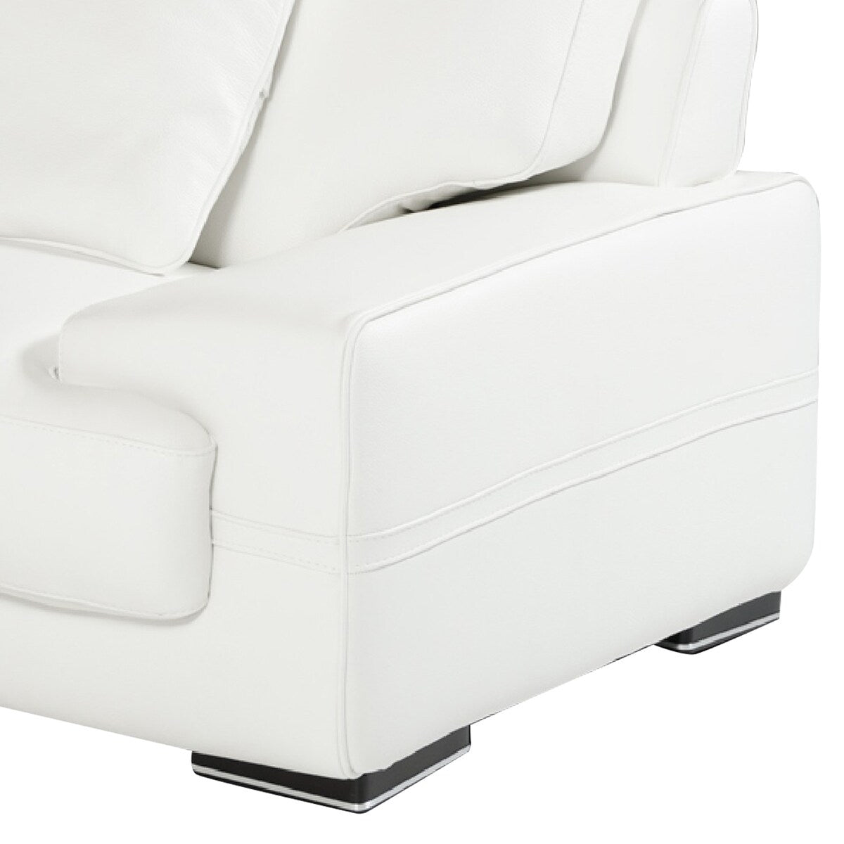 Italian Leather 3 Piece Sofa Set, Plush Cushioning, Steel Base, White
