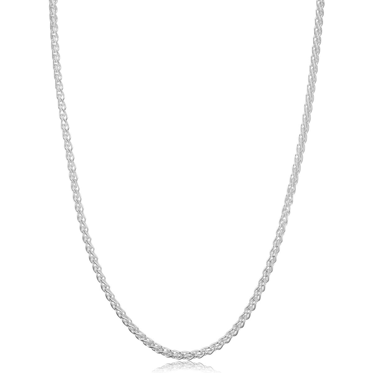 Italian Sterling Silver 2.6 millimeter Round Wheat Chain Necklace