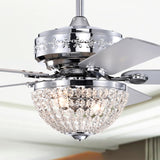 Itzel 52 Inch Modern Chrome Finish Crystal Ceiling Fan with Remote - N/A