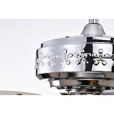 Itzel 52 Inch Modern Chrome Finish Crystal Ceiling Fan with Remote - N/A