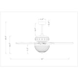 Itzel 52 Inch Modern Chrome Finish Crystal Ceiling Fan with Remote - N/A
