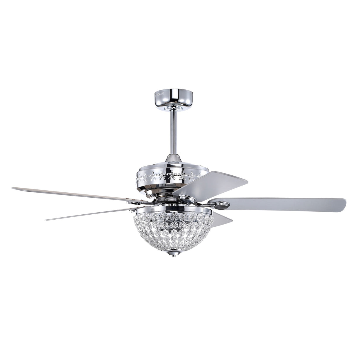 Itzel 52 Inch Modern Chrome Finish Crystal Ceiling Fan with Remote - N/A