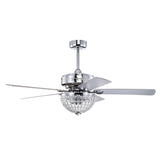 Itzel 52 Inch Modern Chrome Finish Crystal Ceiling Fan with Remote - N/A