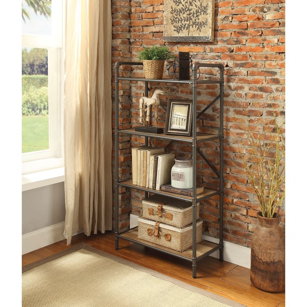 Itzel Bookshelf in Antique Oak & Sandy Gray