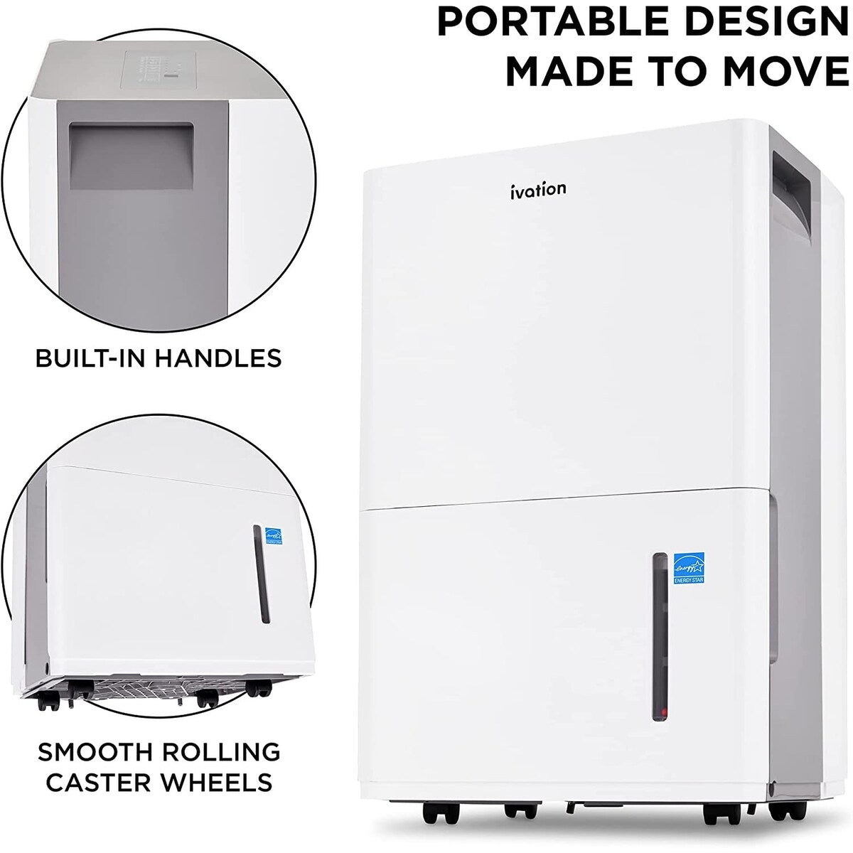 Ivation 50 Pint Energy Star Dehumidifier with Pump & Continuous Drain Hose