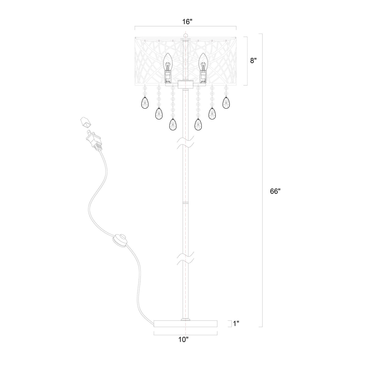 Ivica Chrome 3 Light Metal Crystal Floor Lamp