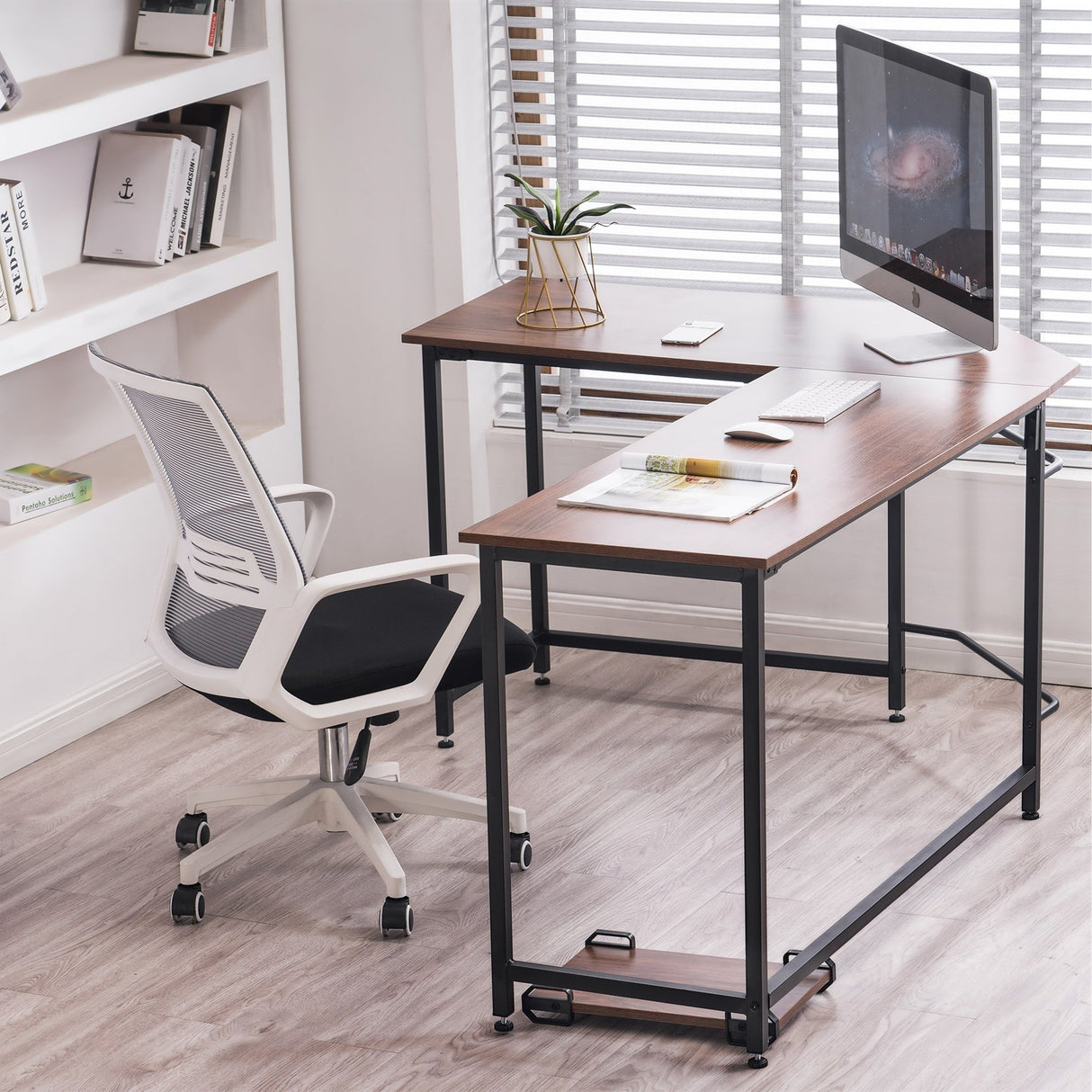 MCombo Corner Desk L-Shaped Desk for Home Office, MDF 7121