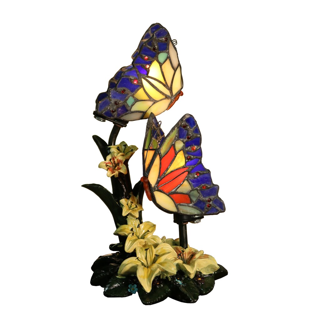 Ivonne 2-light Butterfly 12-inch Tiffany-style Garden Table Lamp
