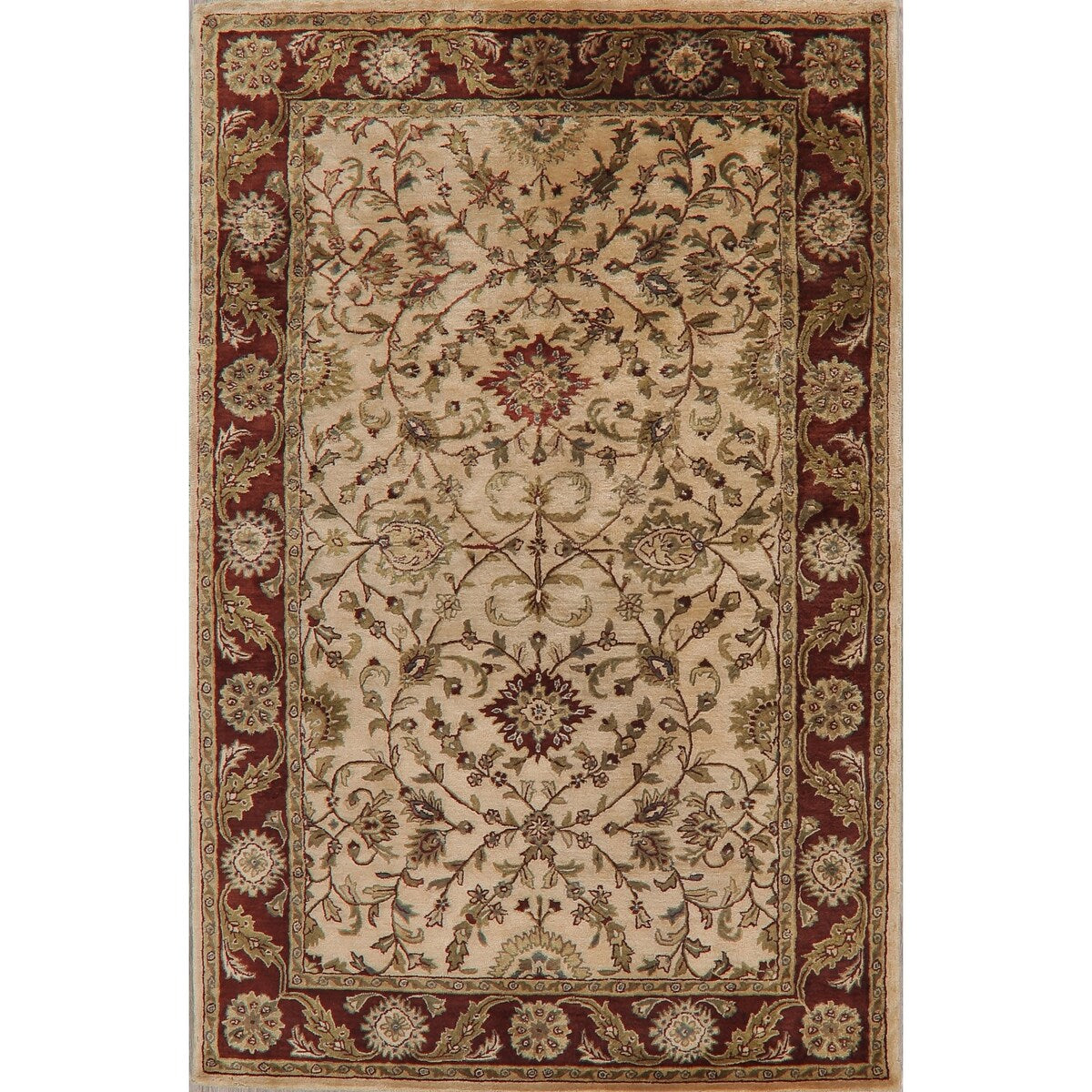 Floral Agra Oriental Area Rug Hand-tufted Wool Carpet - 5'3" x 8'3"