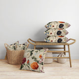 Ivory And Multi Mixed Flower Delight Indoor/Outdoor Throw Pillow Zipper