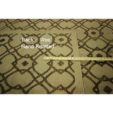 H1560 Ivory Brown Hand-knotted Wool Geometric Tibetan Area Rug (8' x 10')