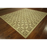 H1560 Ivory Brown Hand-knotted Wool Geometric Tibetan Area Rug (8' x 10')
