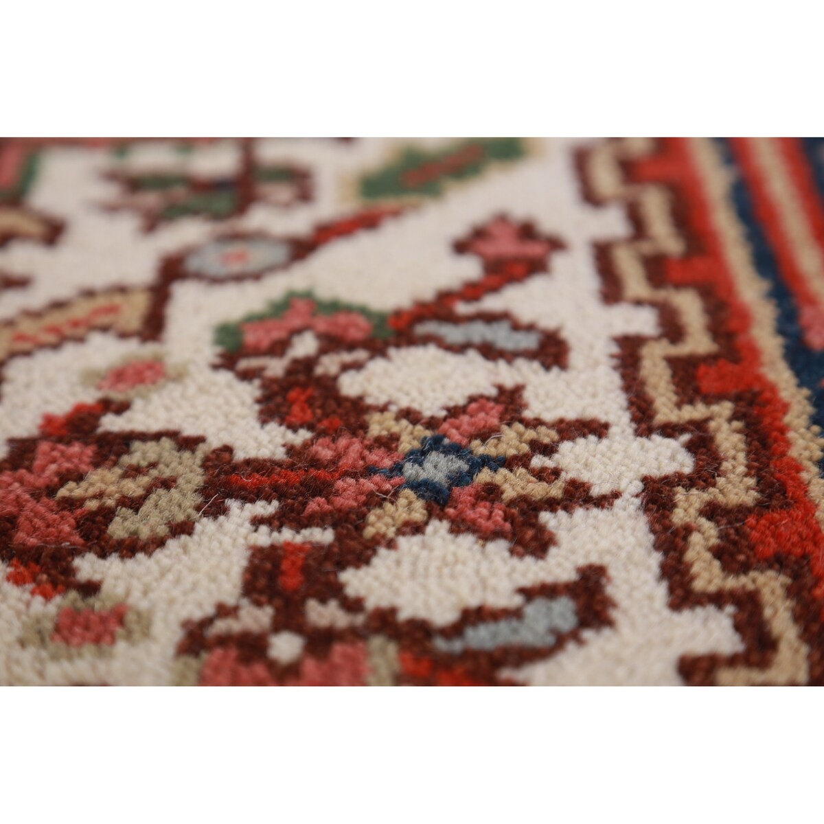 Ivory Heriz Serapi Oriental Runner Rug Hand-Knotted Wool Carpet - 2'7" x 8'1"