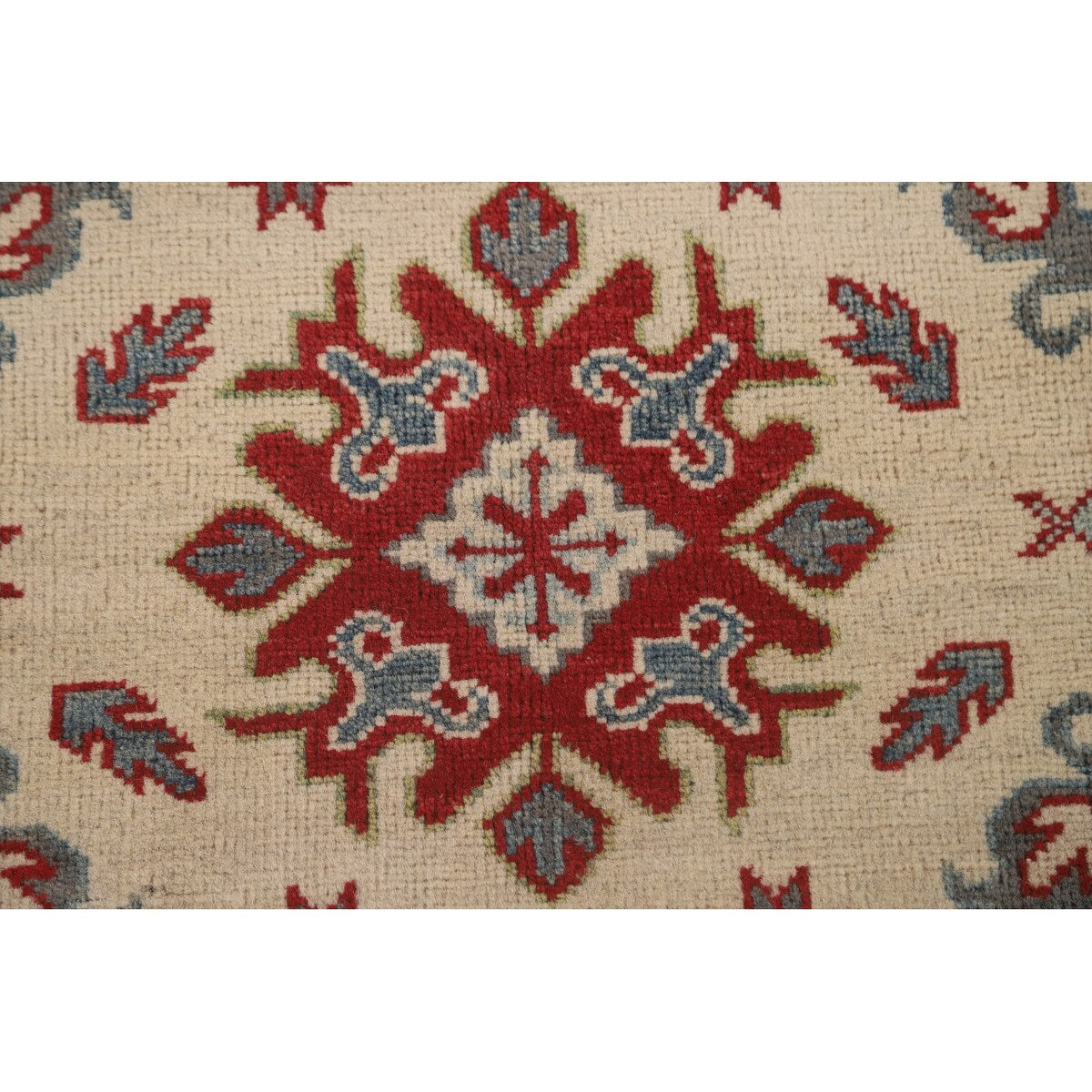 Ivory Kazak Area Rug Handmade Wool Carpet - 4'11" x 6'8"