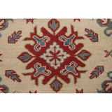 Ivory Kazak Area Rug Handmade Wool Carpet - 4'11" x 6'8"