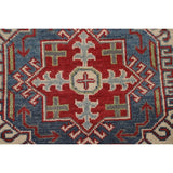 Ivory Kazak Area Rug Handmade Wool Carpet - 4'11" x 6'8"