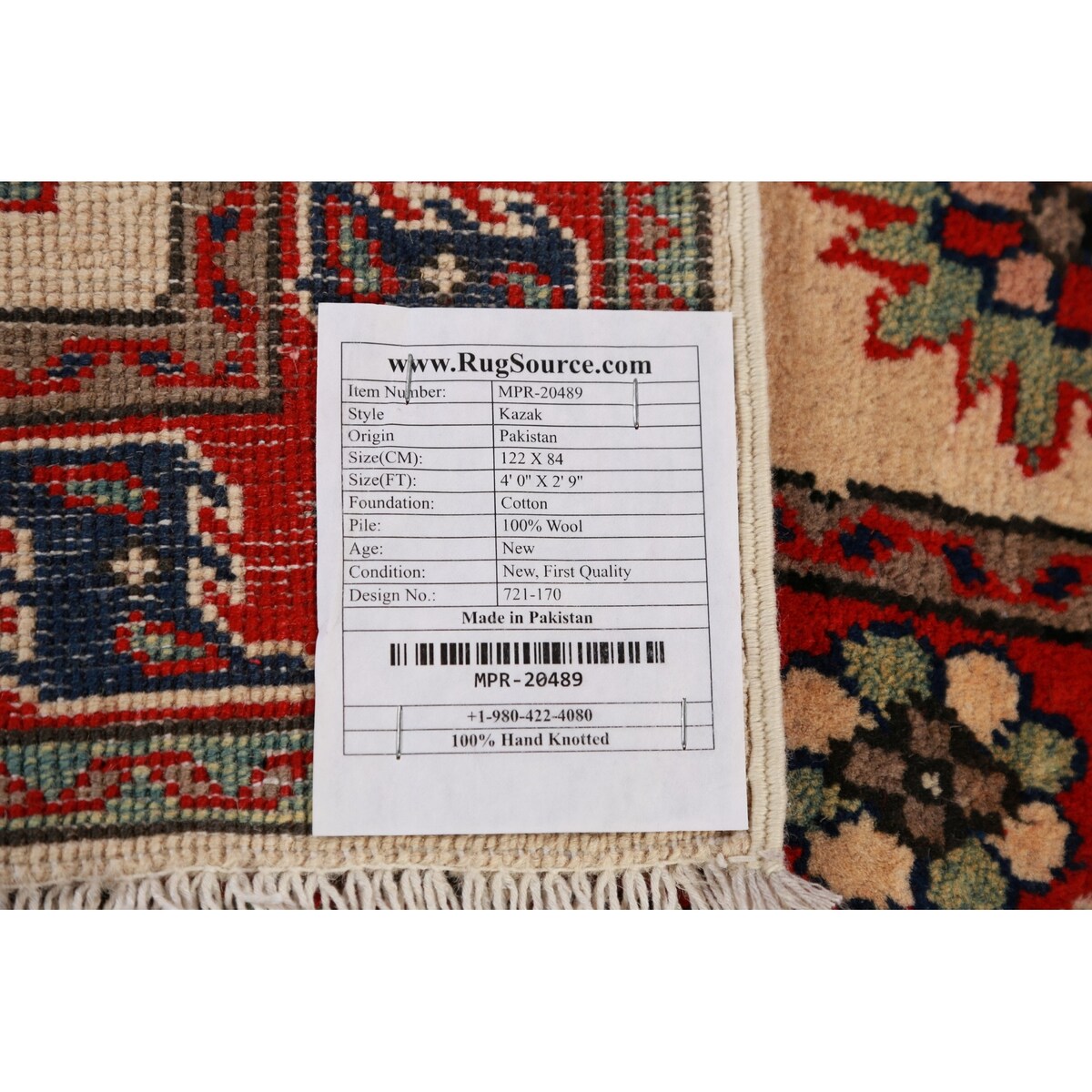 Ivory Kazak Foyer Rug Traditional Handmade Wool Carpet - 2'9"x 4'0"