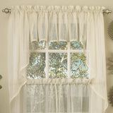 Ivory Micro-Striped Semi Sheer Window Curtain Pieces - Tiers, Valance and Swag Options