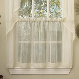 Ivory Micro-Striped Semi Sheer Window Curtain Pieces - Tiers, Valance and Swag Options