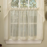 Ivory Micro-Striped Semi Sheer Window Curtain Pieces - Tiers, Valance and Swag Options