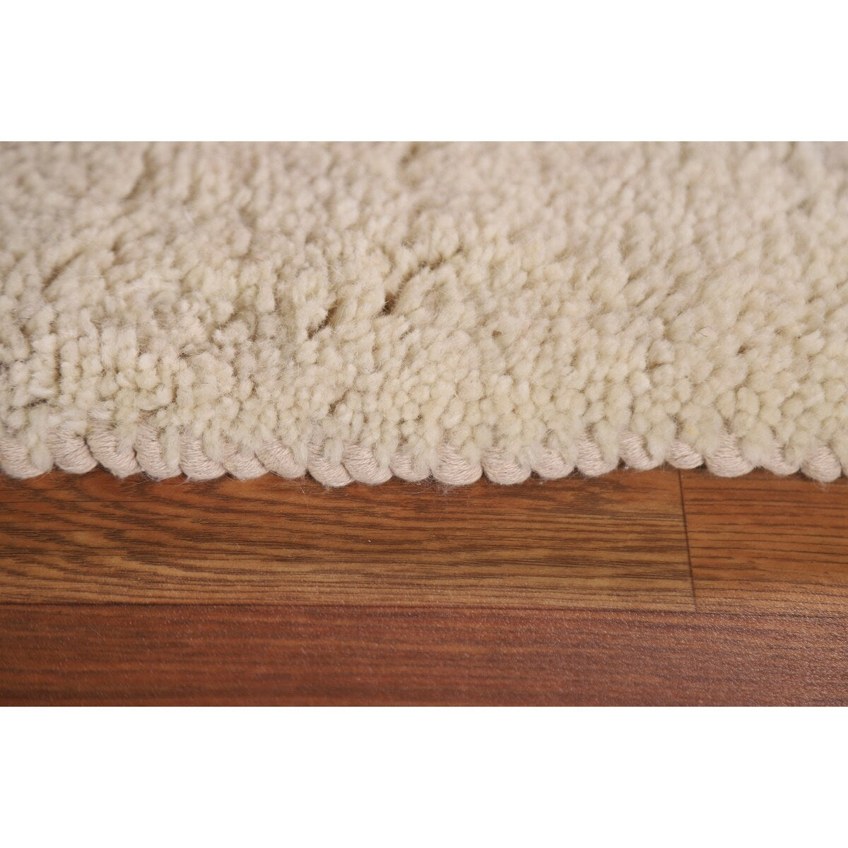 Ivory Solid Contemporary Moroccan Rug Hand-knotted Wool Carpet - 2'0" x 3'0"