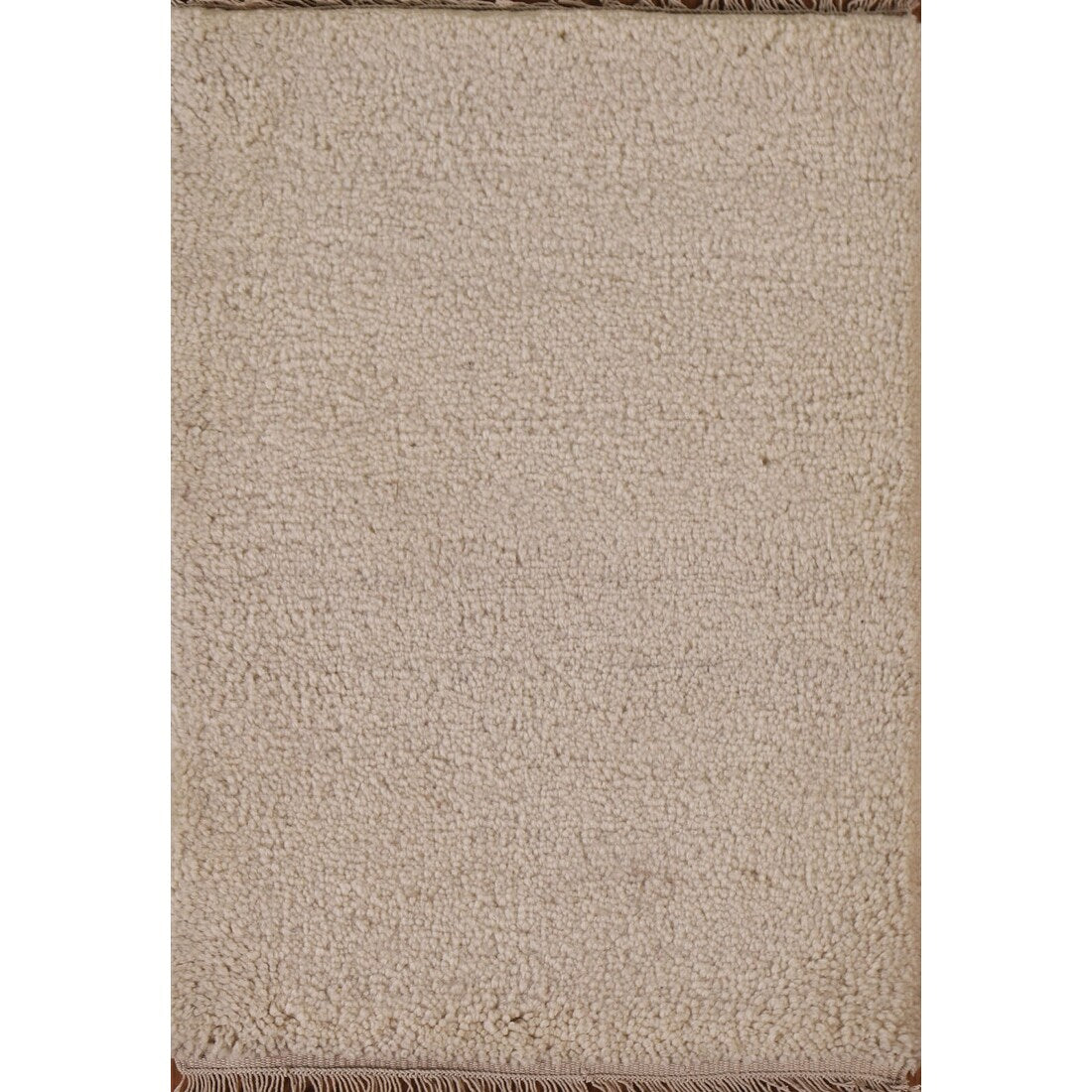 Ivory Solid Contemporary Moroccan Rug Hand-knotted Wool Carpet - 2'0" x 3'0"